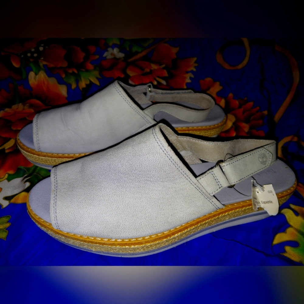 Timberland Espadrille Slate Leather Slingback Sandals Size 9.